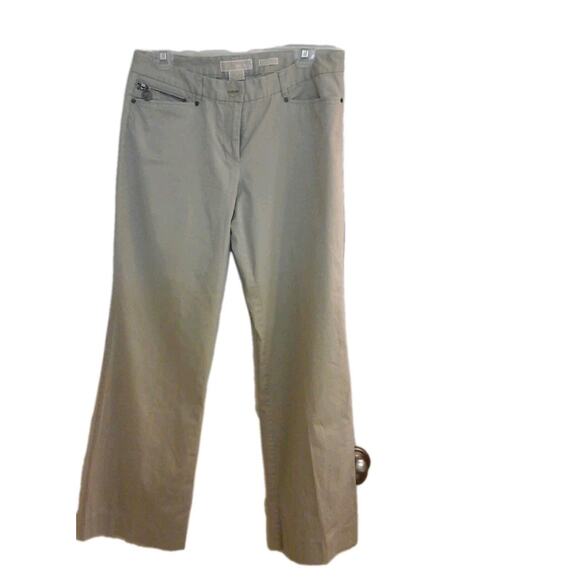 Michael Kors Pants, women's size 8, casual beige"gramercy fit", MK Logo Zip, EUC - Picture 1 of 6